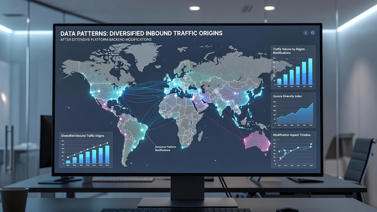 Chart displaying traffic origin diversification metrics for educational portals post backend modifications