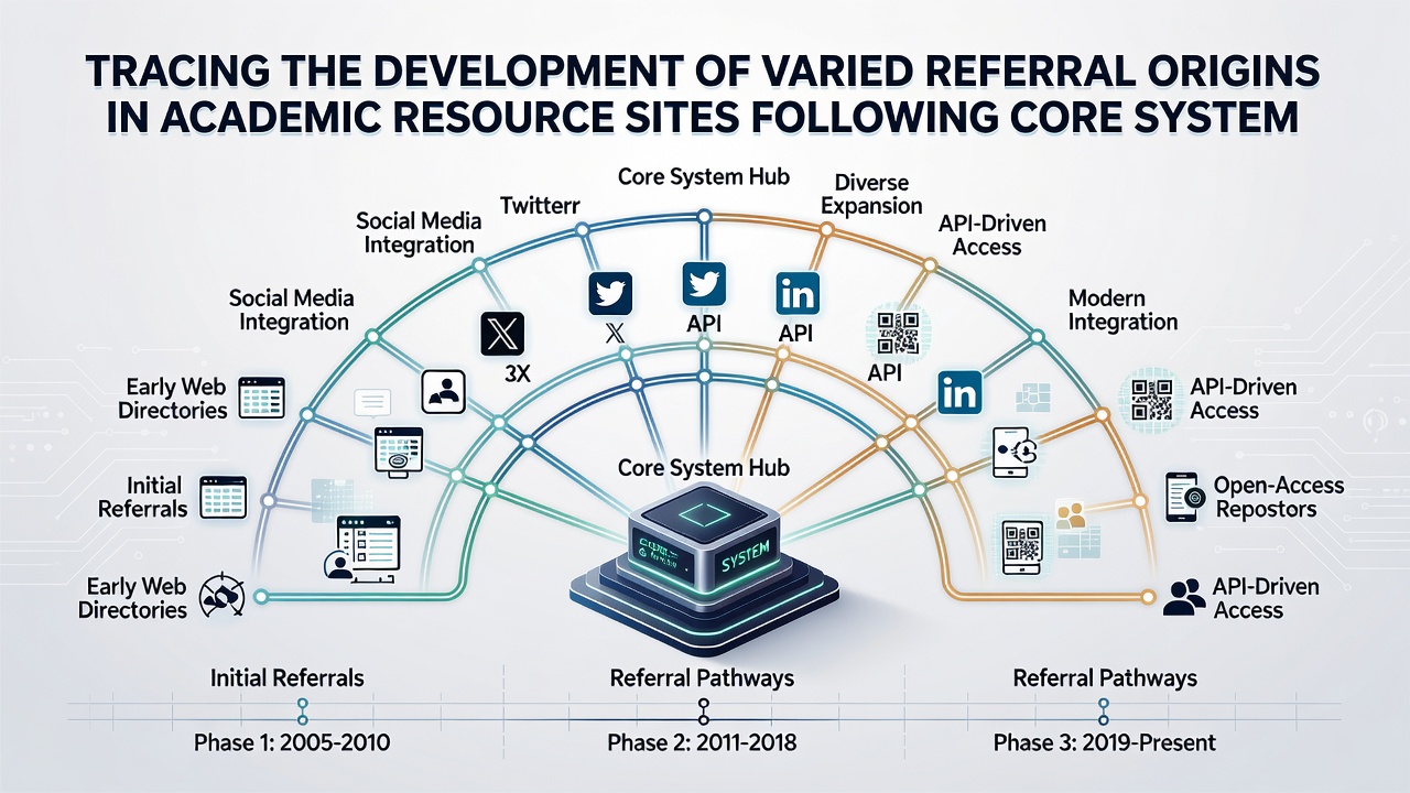 Infographic detailing diversified referral pathways in educational resource websites post-system changes